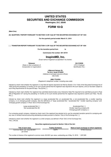 Thumbnail InspireMD 10-Q Quarterly Report FY2019 