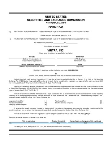 Thumbnail VirTra 10-Q Quarterly Report FY2019 