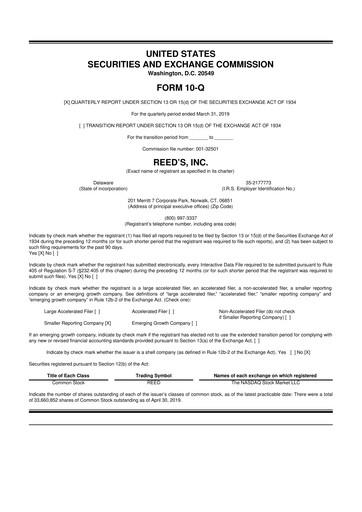 Vorschaubild Reed's, Inc. 10-Q Quartalsbericht  