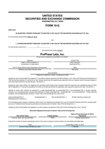 Thumbnail ProPhase Labs 10-Q Quarterly Report FY2019 