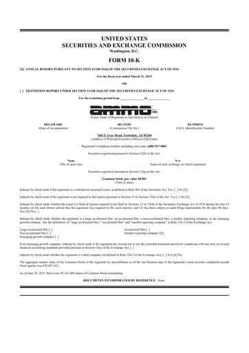 Thumbnail Outdoor Holding Company
 10-K Annual Report 2019