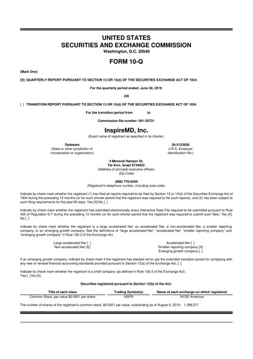 Thumbnail InspireMD 10-Q Quarterly Report FY2019 