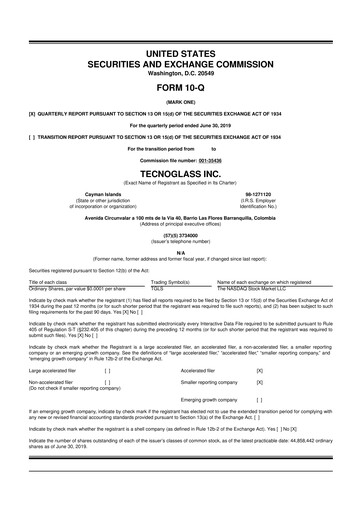 Thumbnail Tecnoglass 10-Q Quarterly Report FY2019 