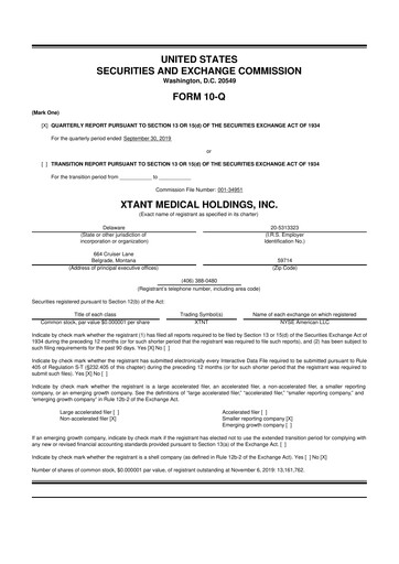 Vorschaubild Xtant Medical 10-Q Quartalsbericht  