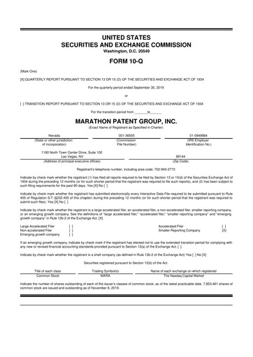 Thumbnail MARA Holdings
 10-Q Quarterly Report FY2019 