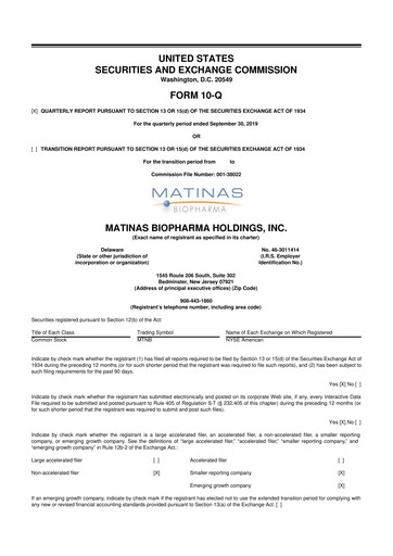 Thumbnail Matinas BioPharma 10-Q Quarterly Report FY2019 