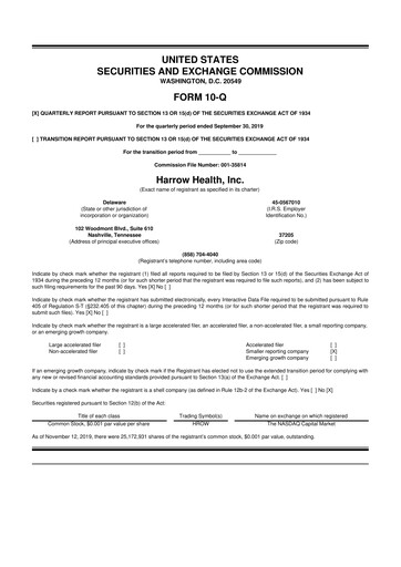 Thumbnail Harrow, Inc. 10-Q Quarterly Report FY2019 