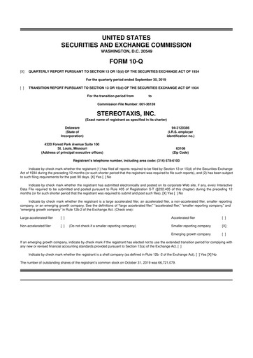 Thumbnail Stereotaxis 10-Q Quarterly Report FY 