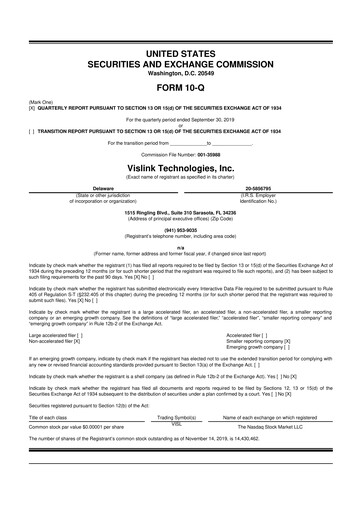 Vorschaubild Vislink Technologies
 10-Q Quartalsbericht 2019 