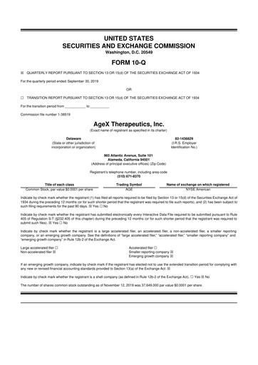Thumbnail Serina Therapeutics 10-Q Quarterly Report FY2019 