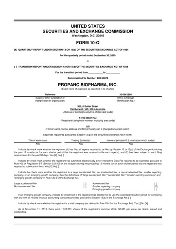 Thumbnail Propanc Biopharma 10-Q Quarterly Report FY2020 