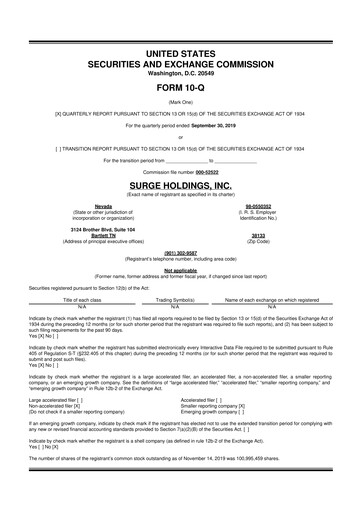 Vorschaubild SurgePays 10-Q Quartalsbericht 2019 