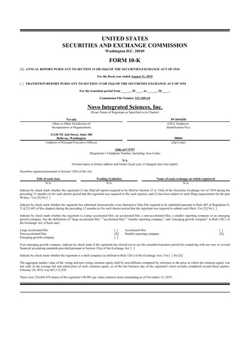 Thumbnail Novo Integrated Sciences 10-K Annual Report 2019