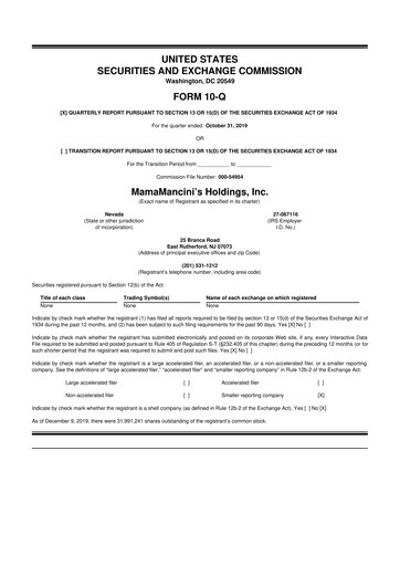 Thumbnail Mama's Creations 10-Q Quarterly Report FY2020 