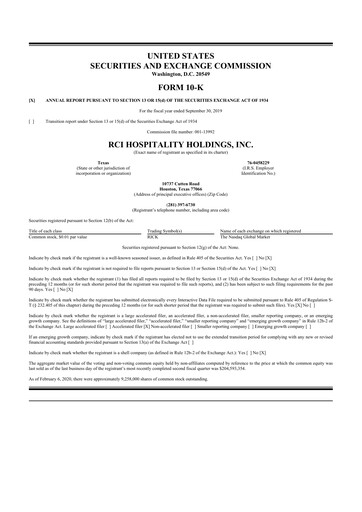 Thumbnail RCI Hospitality Holdings 10-K Annual Report 2019