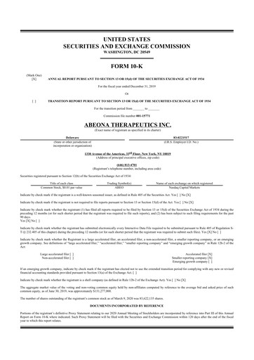 Thumbnail Abeona Therapeutics
 10-K Annual Report 2019