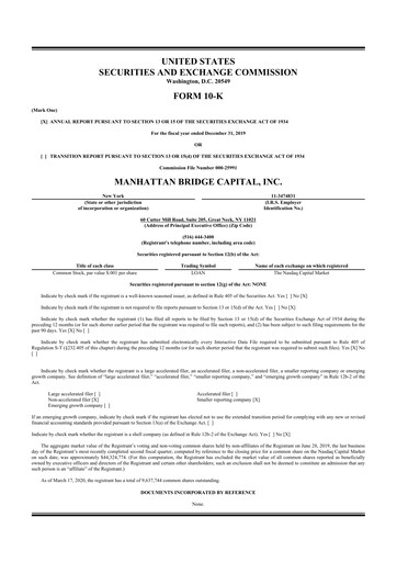 Thumbnail Manhattan Bridge Capital
 10-K Annual Report 2019