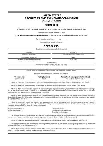 Miniature Reed's, Inc. 10-K Rapport annuel 2019