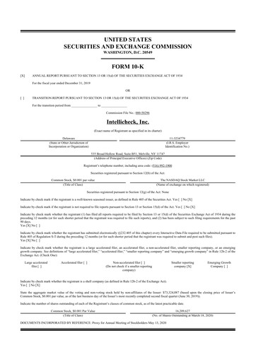 Thumbnail Intellicheck 10-K Annual Report 2019