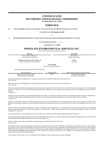 Thumbnail Perma-Fix Environmental Services 10-K Annual Report 2019