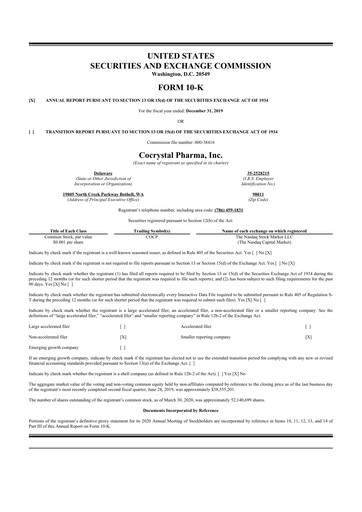 Vorschaubild Cocrystal Pharma
 10-K Jahresbericht 2019