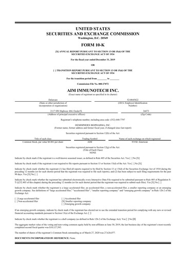 Thumbnail AIM ImmunoTech
 10-K Annual Report 2019