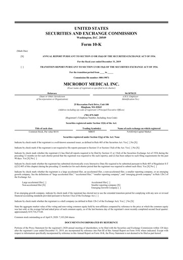 Thumbnail Microbot Medical
 10-K Annual Report 2019