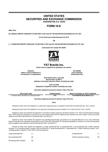Miniature FAT Brands 10-K Rapport annuel 2019