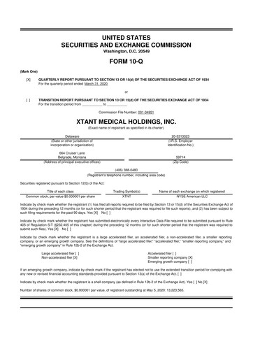 Vorschaubild Xtant Medical 10-Q Quartalsbericht  