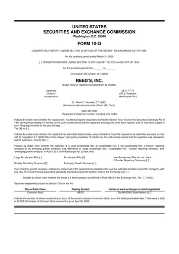 Vorschaubild Reed's, Inc. 10-Q Quartalsbericht  