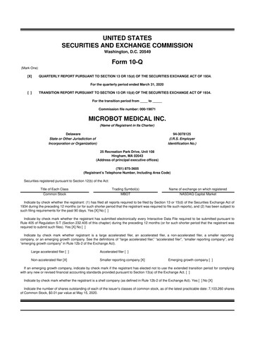 Thumbnail Microbot Medical
 10-Q Quarterly Report FY2020 