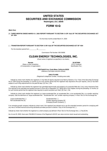 Thumbnail Clean Energy Technologies 10-Q Quarterly Report FY2020 