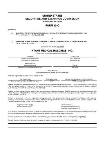 Vorschaubild Xtant Medical 10-Q Quartalsbericht  