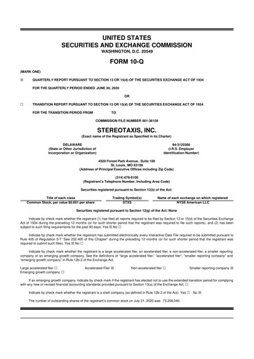 Thumbnail Stereotaxis 10-Q Quarterly Report FY2020 