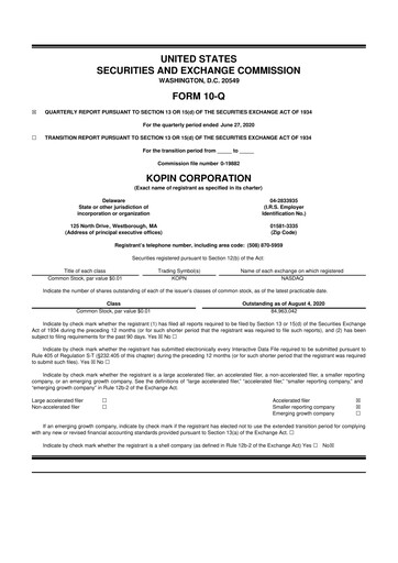 Thumbnail Kopin Corporation
 10-Q Quarterly Report FY2020 