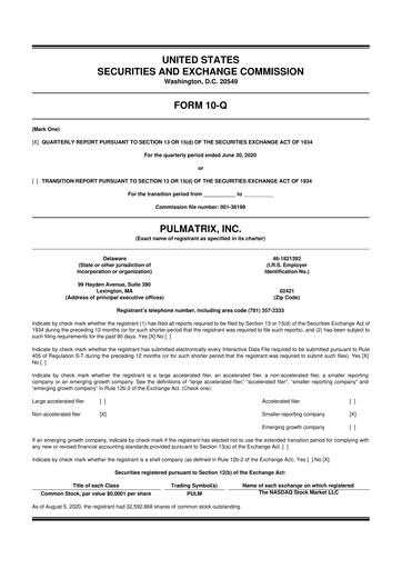 Vorschaubild Pulmatrix 10-Q Quartalsbericht 2020 