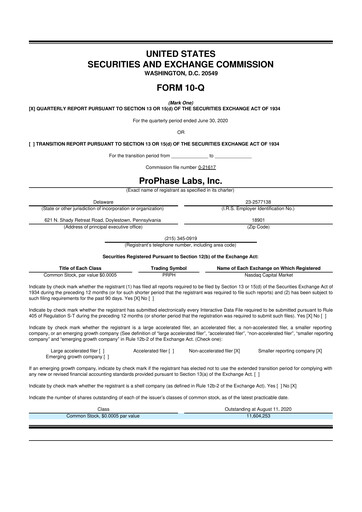 Thumbnail ProPhase Labs 10-Q Quarterly Report FY2020 