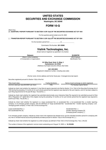 Vorschaubild Vislink Technologies
 10-Q Quartalsbericht 2020 