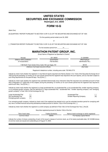 Thumbnail MARA Holdings
 10-Q Quarterly Report FY2020 