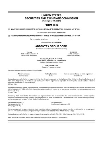 Vorschaubild Addentax Group 10-Q Quartalsbericht 2020 