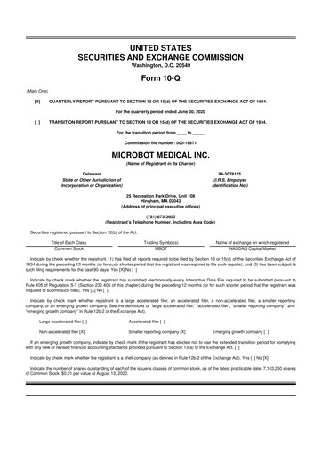 Thumbnail Microbot Medical
 10-Q Quarterly Report FY2020 