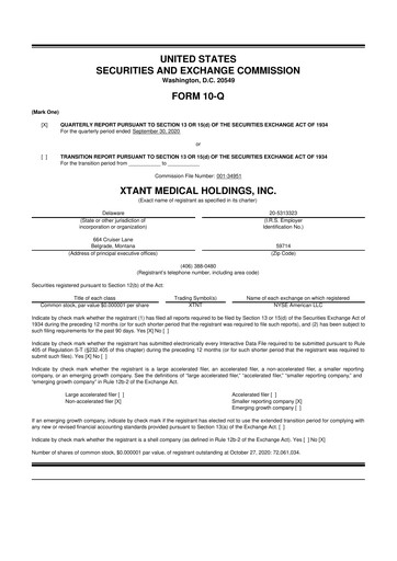 Vorschaubild Xtant Medical 10-Q Quartalsbericht  