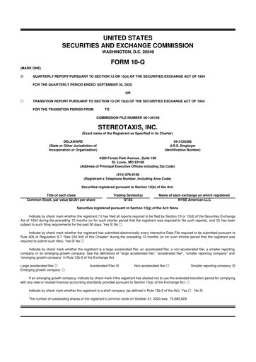 Thumbnail Stereotaxis 10-Q Quarterly Report FY2020 