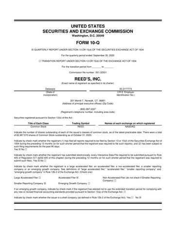 Vorschaubild Reed's, Inc. 10-Q Quartalsbericht  