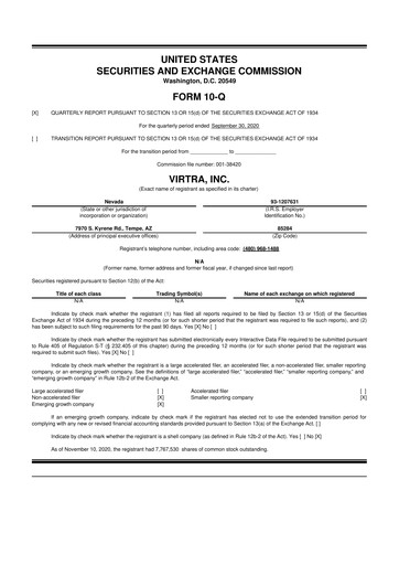 Thumbnail VirTra 10-Q Quarterly Report FY2020 