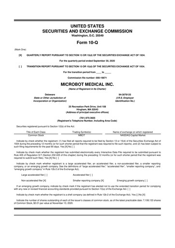 Thumbnail Microbot Medical
 10-Q Quarterly Report FY2020 