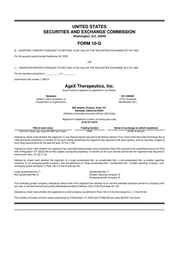 Thumbnail Serina Therapeutics 10-Q Quarterly Report FY2020 