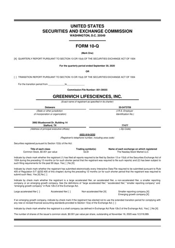 Thumbnail Greenwich LifeSciences 10-Q Quarterly Report FY2020 