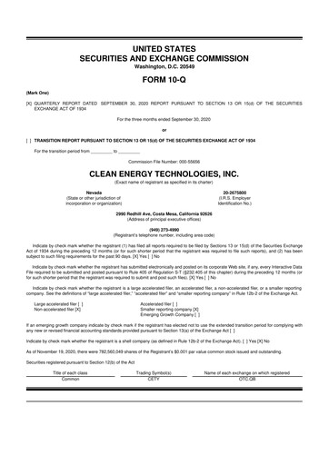 Thumbnail Clean Energy Technologies 10-Q Quarterly Report FY2020 