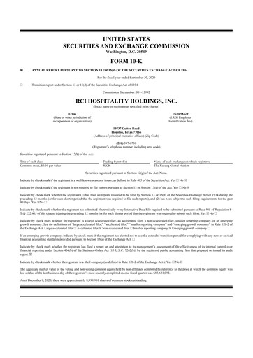 Thumbnail RCI Hospitality Holdings 10-K Annual Report 2020